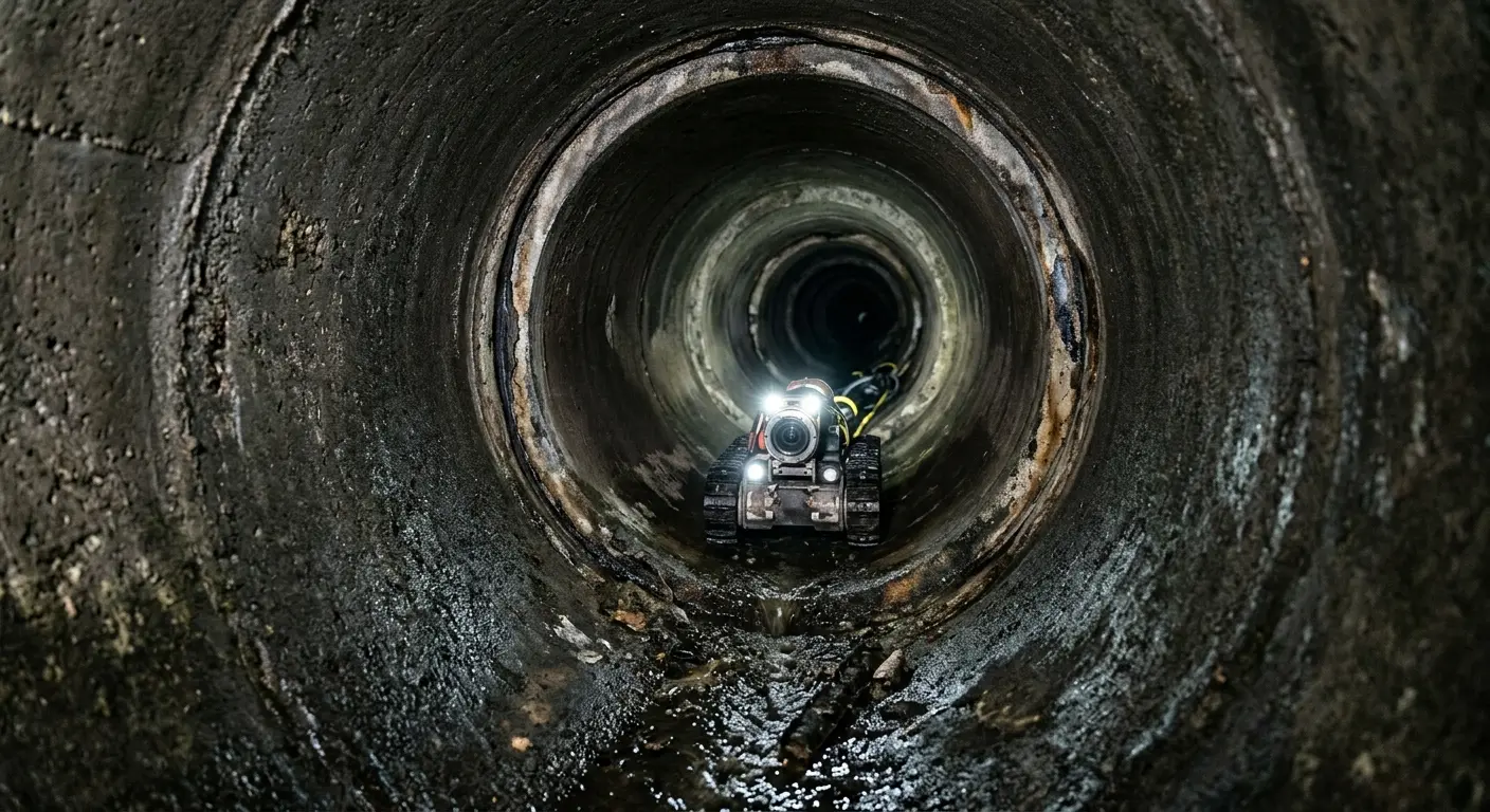 Robotic sewer camera inspecting pipe interior for Drain Snake Service in Utica